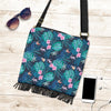 Pink Floral Tropical Palm Leaves Hawaiian Pattern Print Crossbody Bags-grizzshop