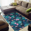 Pink Floral Tropical Palm Leaves Hawaiian Pattern Print Floor Mat-grizzshop