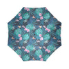 Pink Floral Tropical Palm Leaves Hawaiian Pattern Print Foldable Umbrella-grizzshop