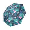 Pink Floral Tropical Palm Leaves Hawaiian Pattern Print Foldable Umbrella-grizzshop