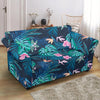 Pink Floral Tropical Palm Leaves Hawaiian Pattern Print Loveseat Cover-grizzshop