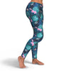 Pink Floral Tropical Palm Leaves Hawaiian Pattern Print Pattern Women Leggings-grizzshop