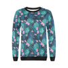 Pink Floral Tropical Palm Leaves Hawaiian Pattern Print Women Crewneck Sweatshirt-grizzshop