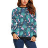 Pink Floral Tropical Palm Leaves Hawaiian Pattern Print Women Crewneck Sweatshirt-grizzshop