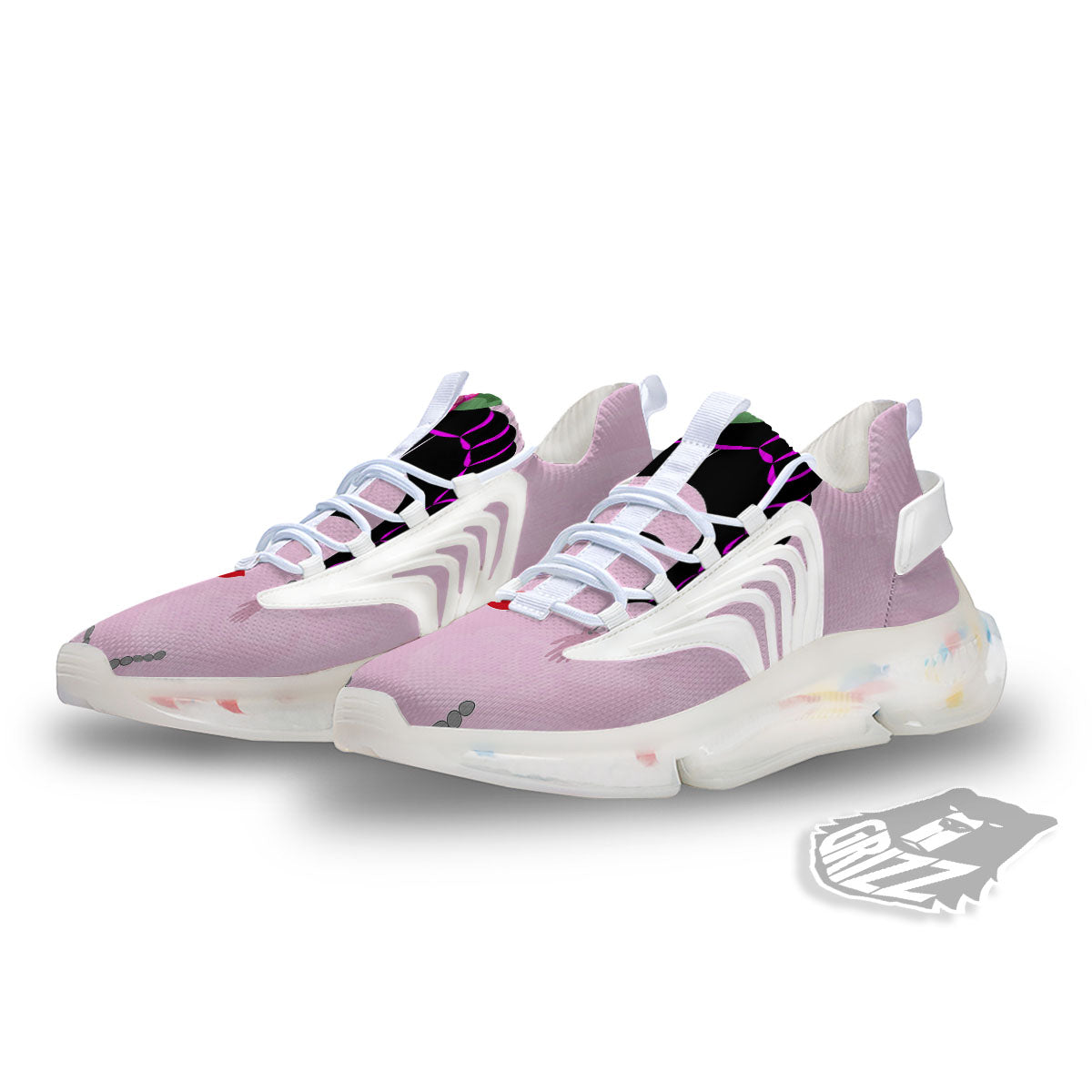 Pink Flower And Frida Kahlo Print White Gym Shoes-grizzshop