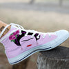 Pink Flower And Frida Kahlo Print White High Top Shoes-grizzshop