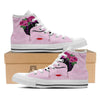 Pink Flower And Frida Kahlo Print White High Top Shoes-grizzshop