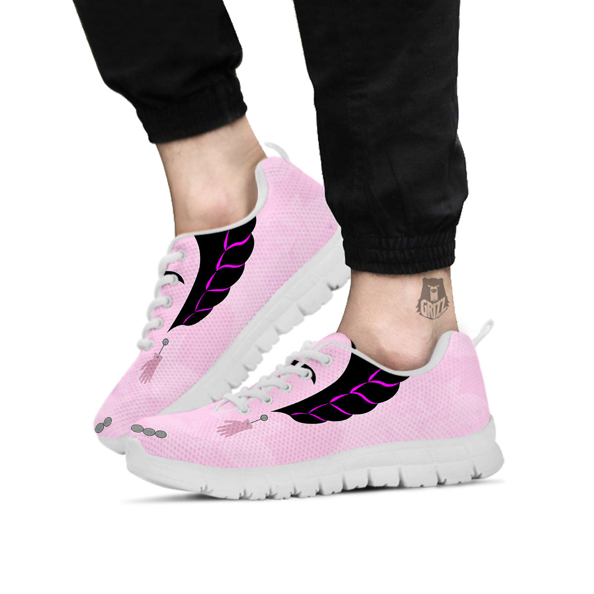 Pink Flower And Frida Kahlo Print White Sneaker-grizzshop