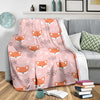 Pink Fox Pattern Print Blanket-grizzshop