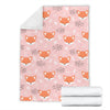 Pink Fox Pattern Print Blanket-grizzshop