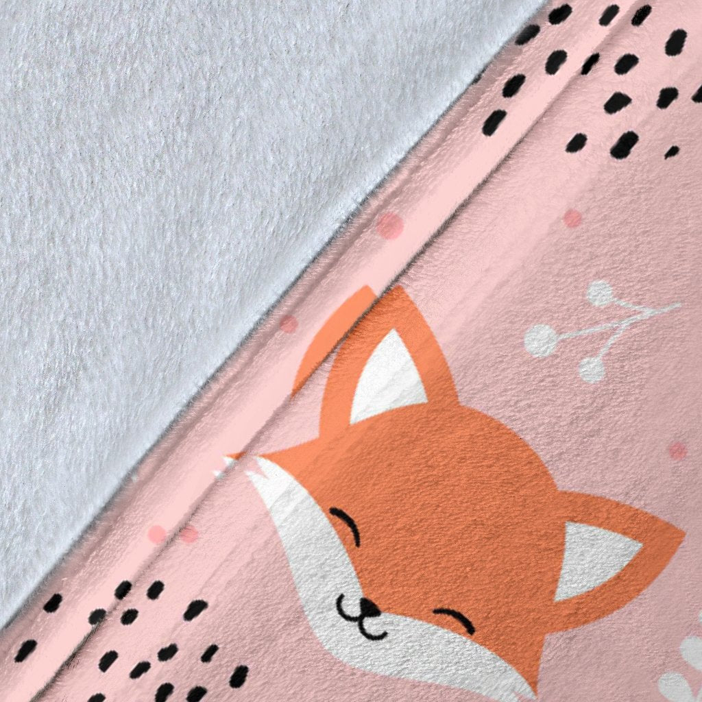 Pink Fox Pattern Print Blanket-grizzshop