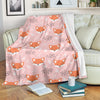 Pink Fox Pattern Print Blanket-grizzshop