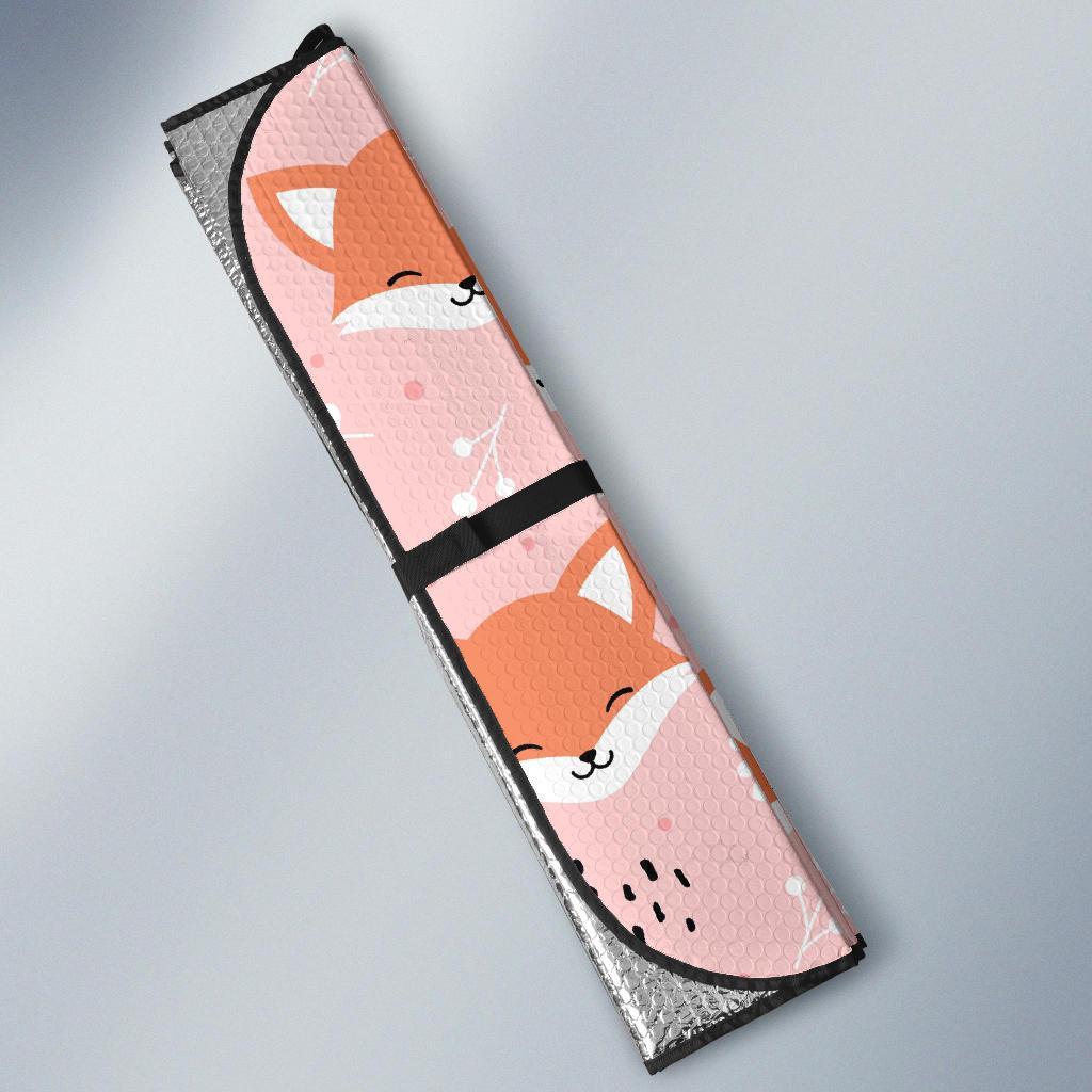 Pink Fox Pattern Print Car Sun Shade-grizzshop