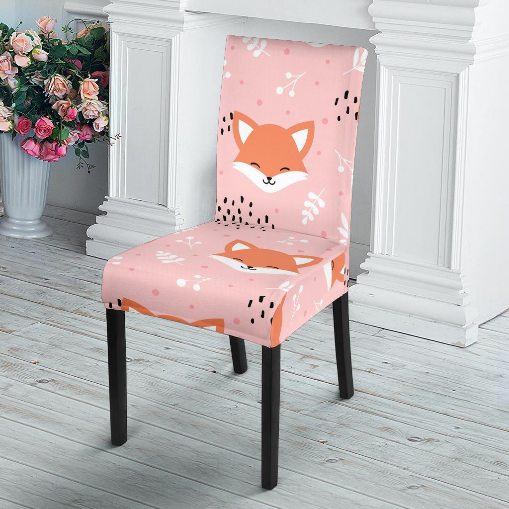 Pink Fox Pattern Print Chair Cover-grizzshop