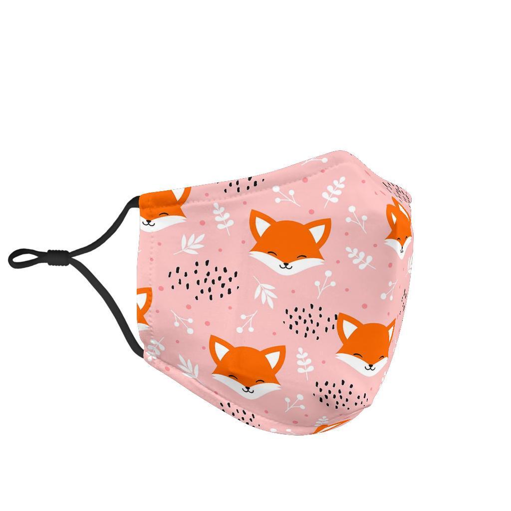 Pink Fox Pattern Print Face Mask-grizzshop