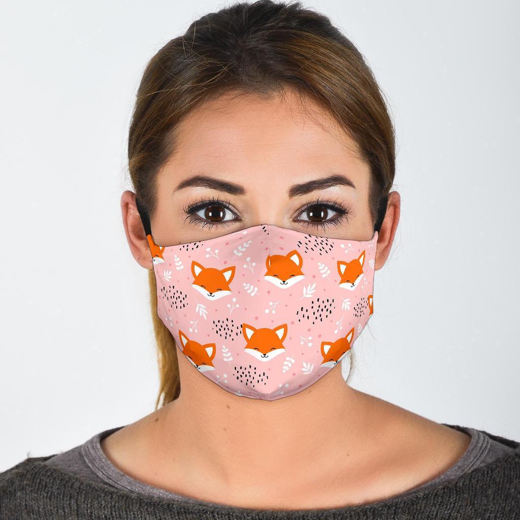 Pink Fox Pattern Print Face Mask-grizzshop