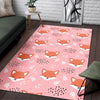 Pink Fox Pattern Print Floor Mat-grizzshop