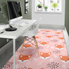 Pink Fox Pattern Print Floor Mat-grizzshop