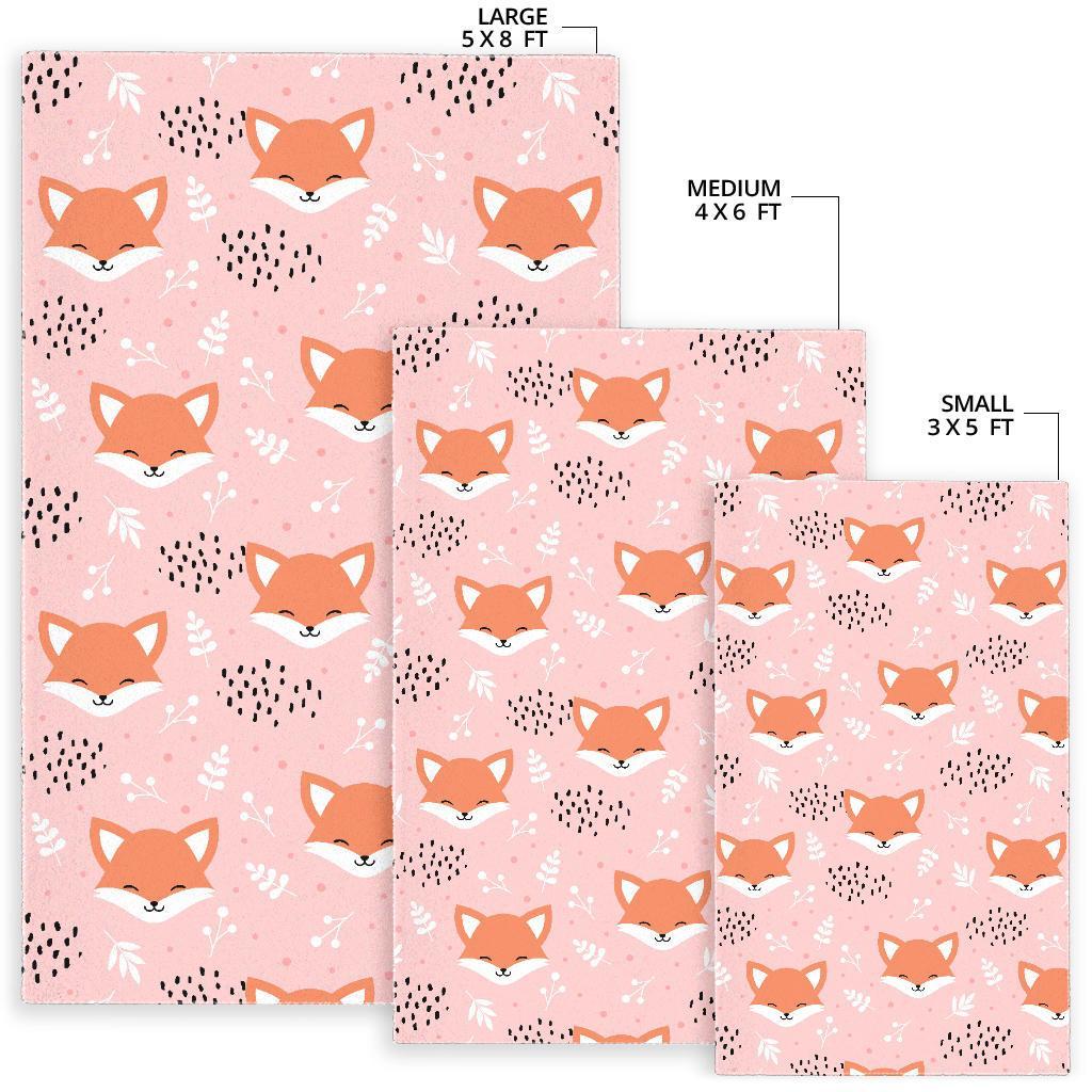 Pink Fox Pattern Print Floor Mat-grizzshop