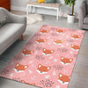 Pink Fox Pattern Print Floor Mat-grizzshop