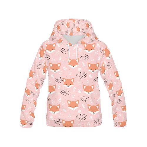 Pink Fox Pattern Print Men Pullover Hoodie-grizzshop