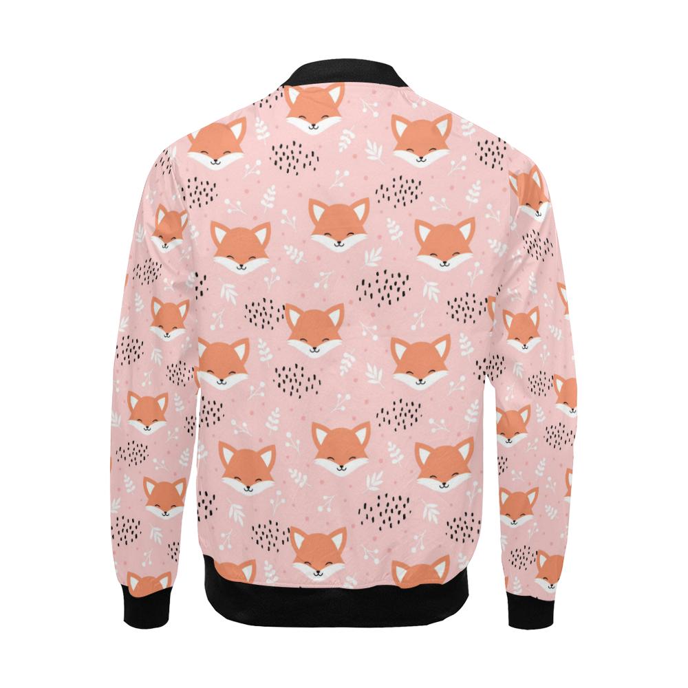 Pink Fox Pattern Print Men's Bomber Jacket-grizzshop