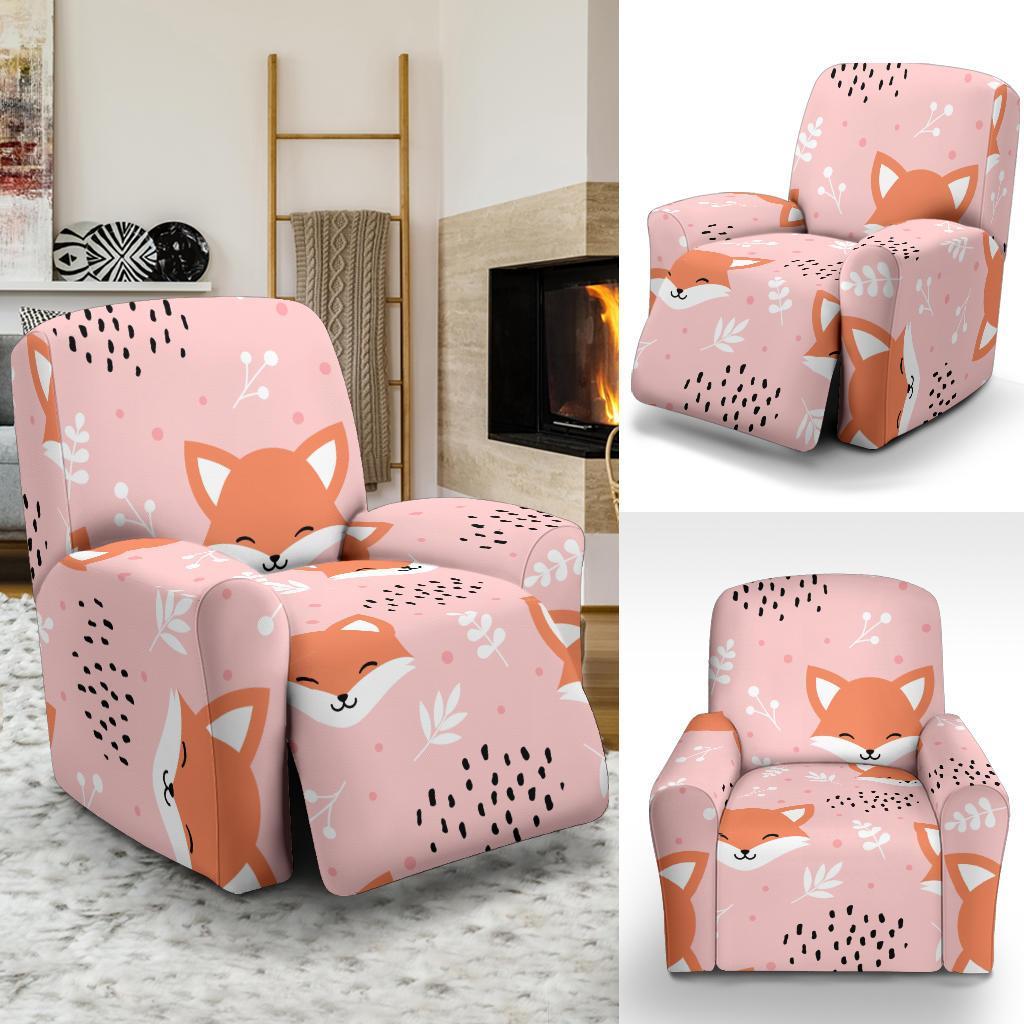 Pink Fox Pattern Print Recliner Cover-grizzshop