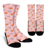 Pink Fox Pattern Print Unisex Crew Socks-grizzshop