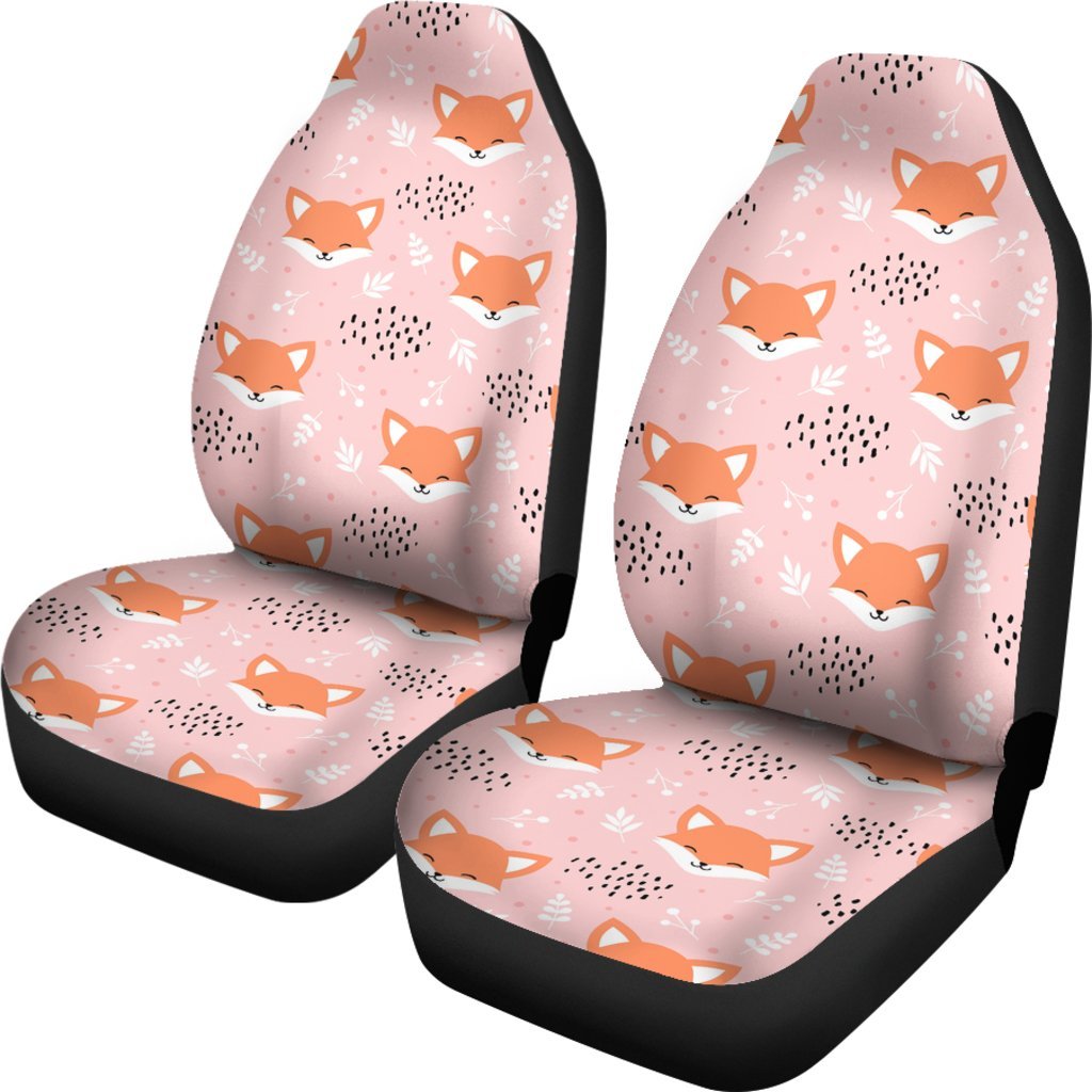 Pink Fox Pattern Print Universal Fit Car Seat Cover-grizzshop