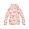 Pink Fox Pattern Print Women Pullover Hoodie-grizzshop