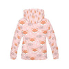 Pink Fox Pattern Print Women Pullover Hoodie-grizzshop