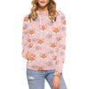 Pink Fox Pattern Print Women Pullover Hoodie-grizzshop