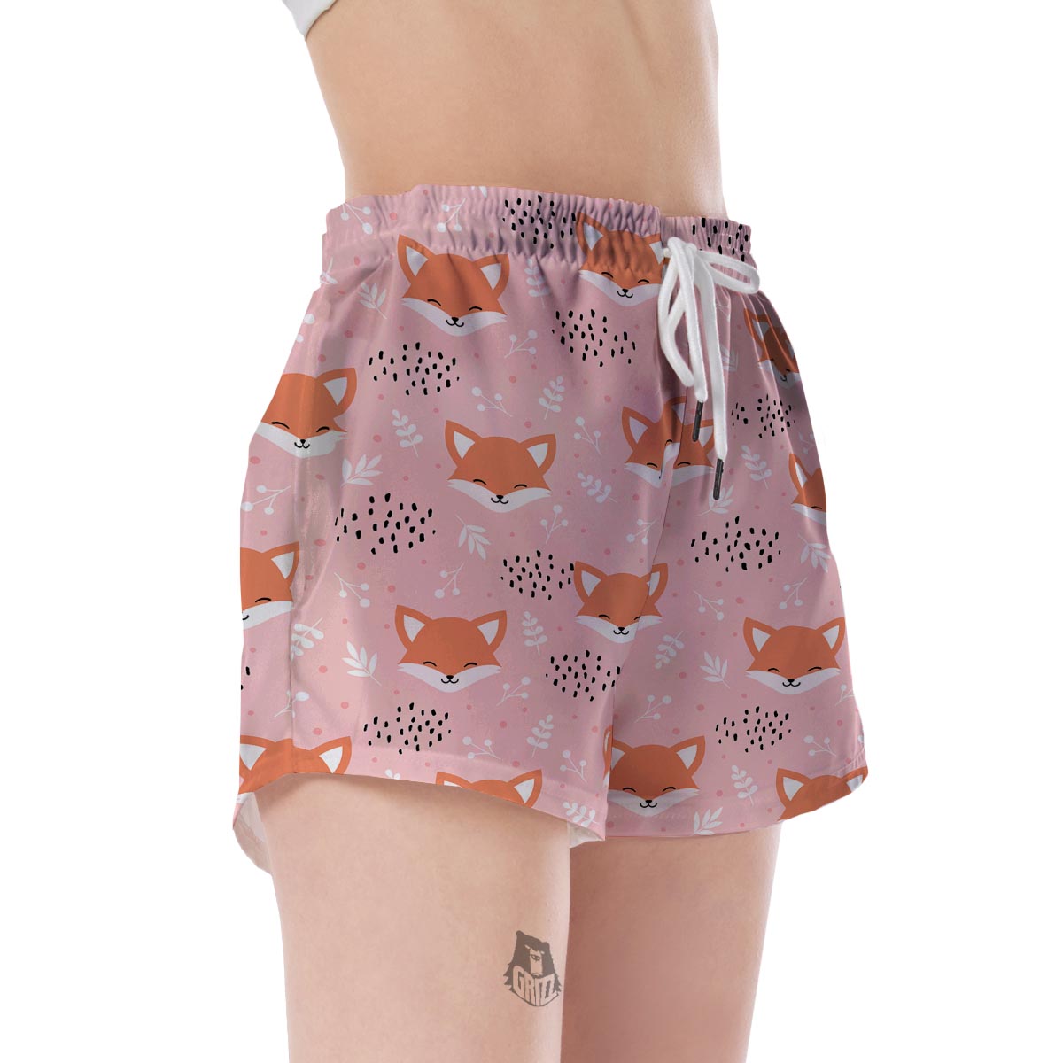 Pink Fox Pattern Print Women's Shorts-grizzshop