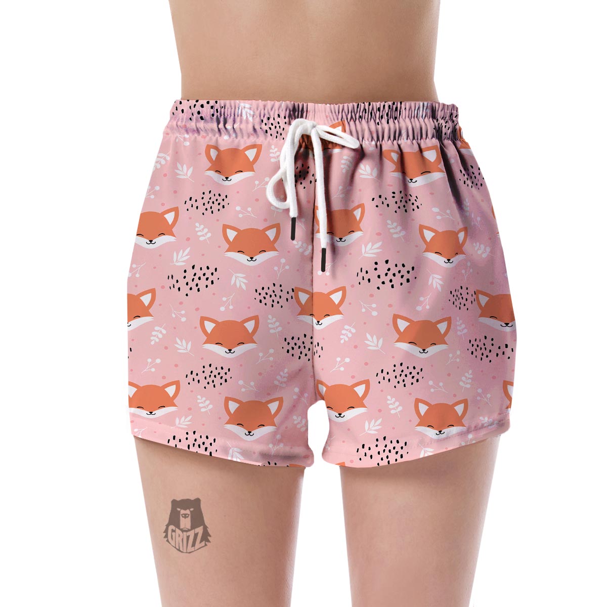 Pink Fox Pattern Print Women's Shorts-grizzshop