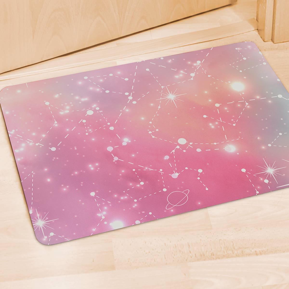 Pink Galaxy Stardust Door Mat-grizzshop