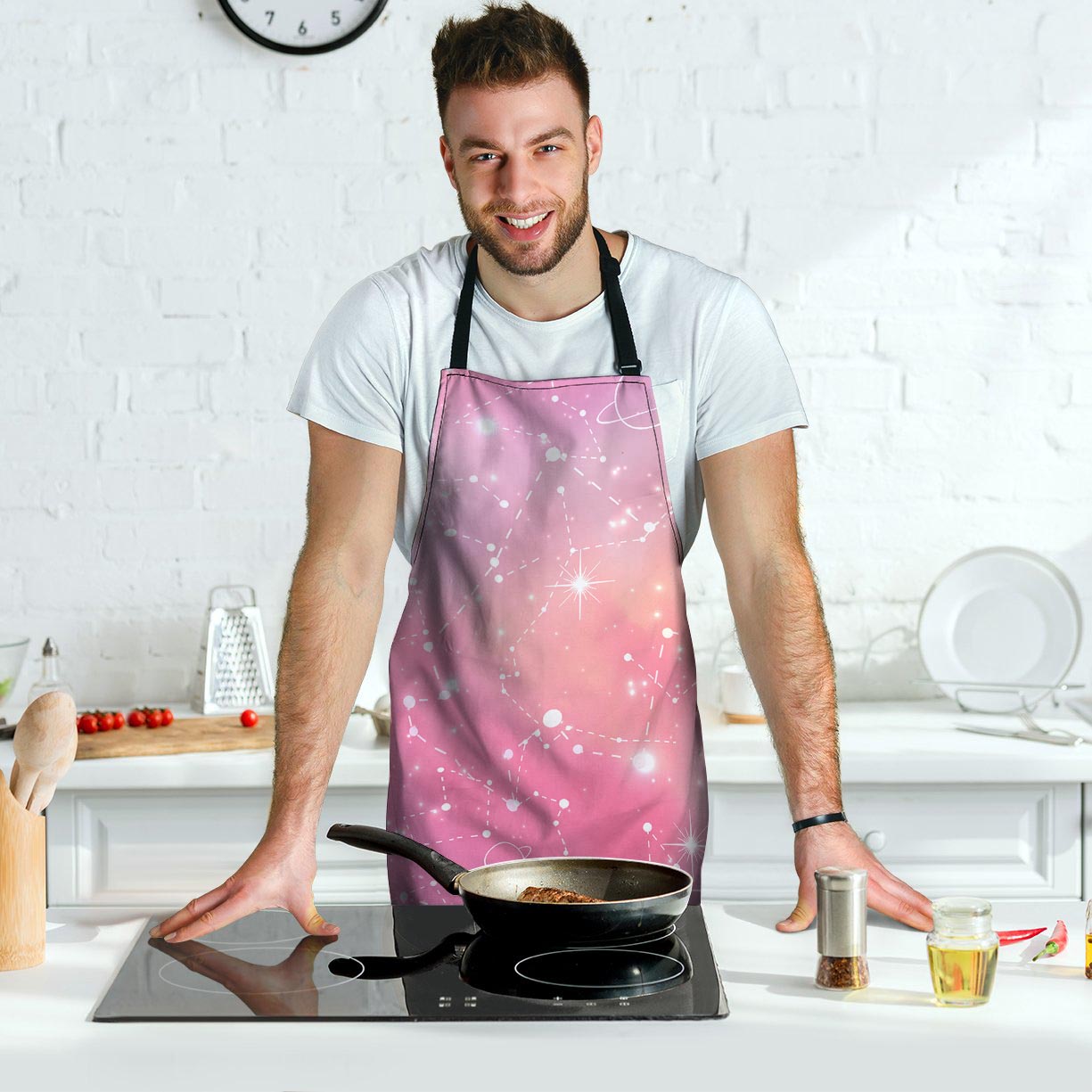 Pink Galaxy Stardust Men's Apron-grizzshop