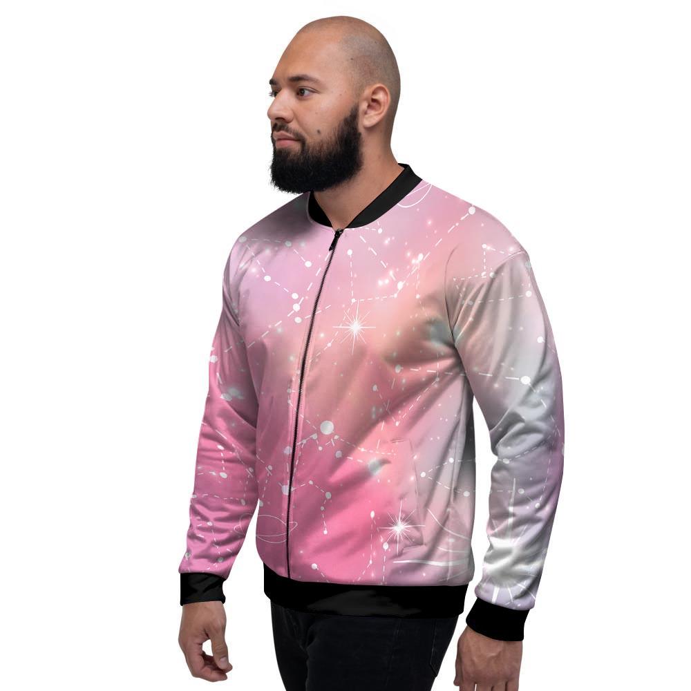 Pink Galaxy Stardust Men's Bomber Jacket-grizzshop