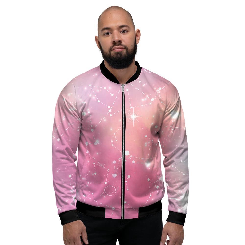 Pink Galaxy Stardust Men's Bomber Jacket-grizzshop