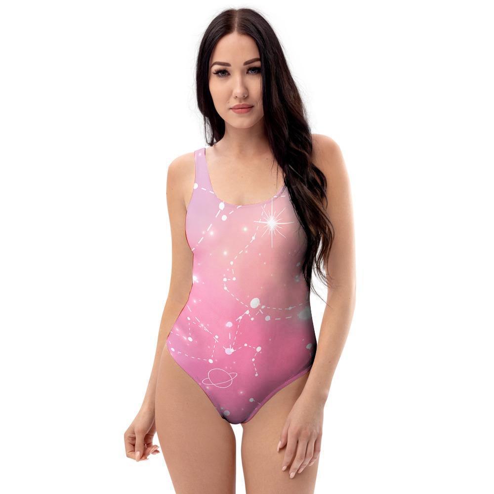 Pink Galaxy Stardust One Piece Swimsuite-grizzshop