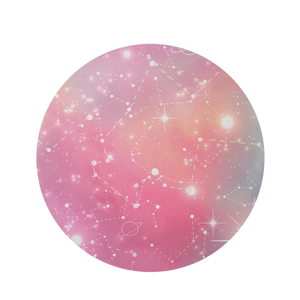 Pink Galaxy Stardust Round Rug-grizzshop