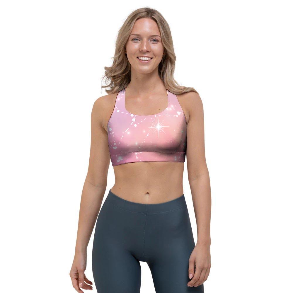 Pink Galaxy Stardust Sports Bra-grizzshop