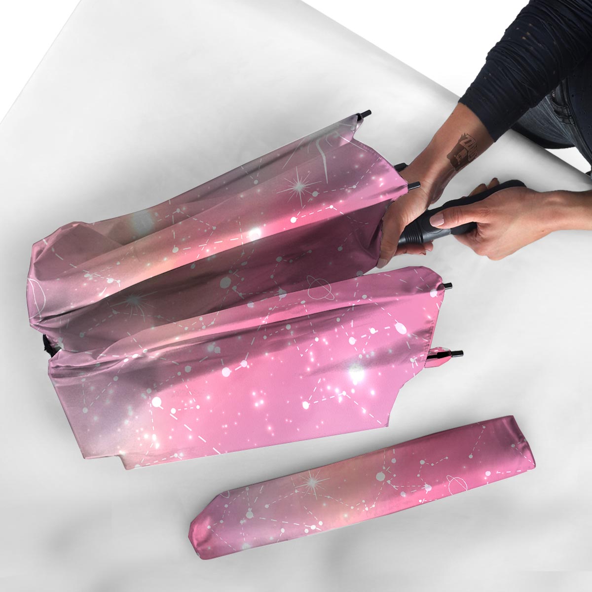 Pink Galaxy Stardust Umbrella-grizzshop