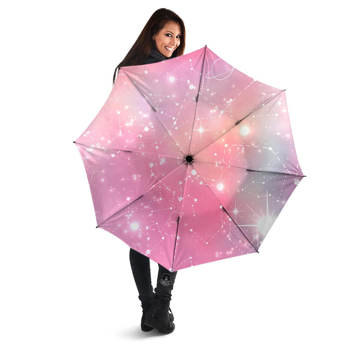 Pink Galaxy Stardust Umbrella-grizzshop