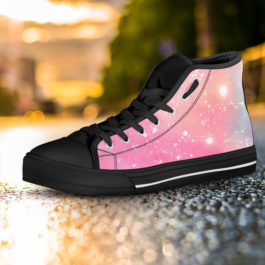 Pink Galaxy Stardust Women's High Top Shoes-grizzshop