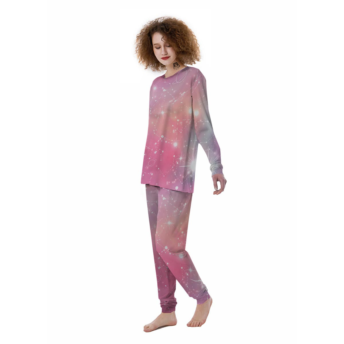 Pink Galaxy Stardust Women's Pajamas-grizzshop