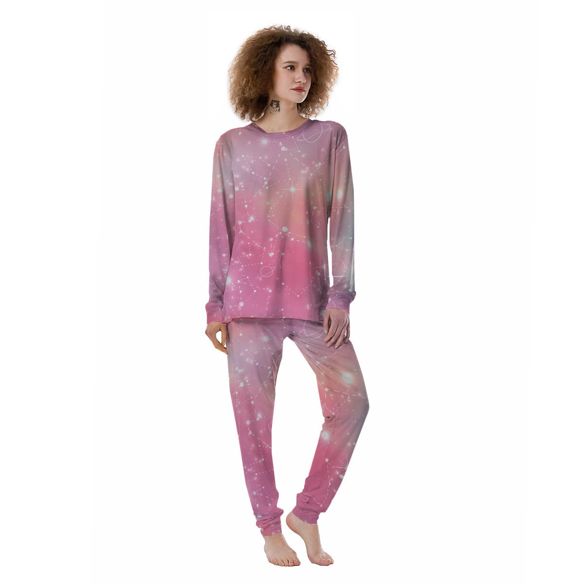 Pink Galaxy Stardust Women's Pajamas-grizzshop