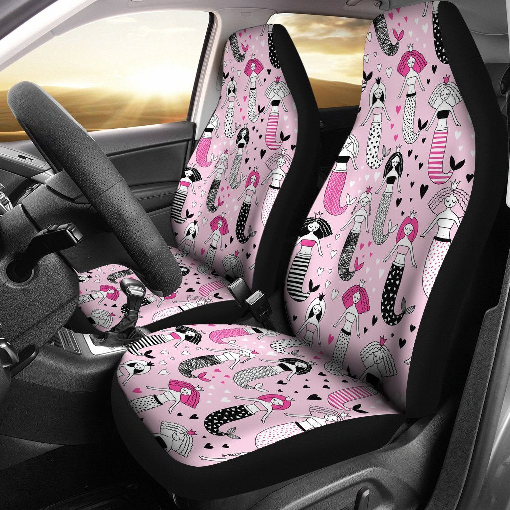 Pink Girly Mermaid Teal Scales Universal Fit Car Seat Cover-grizzshop