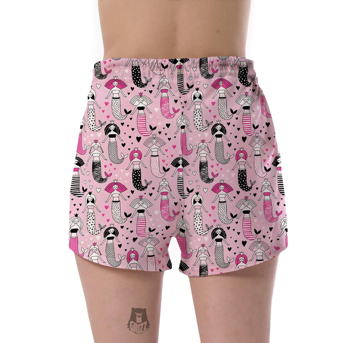 Pink Girly Mermaid Teal Scales Women's Shorts-grizzshop