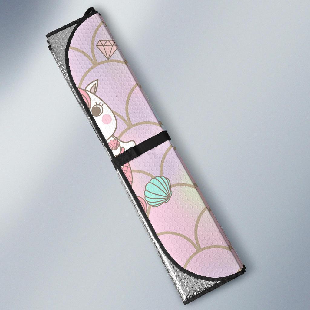 Pink Girly Mermaid Unicon Teal Scales Car Sun Shade-grizzshop