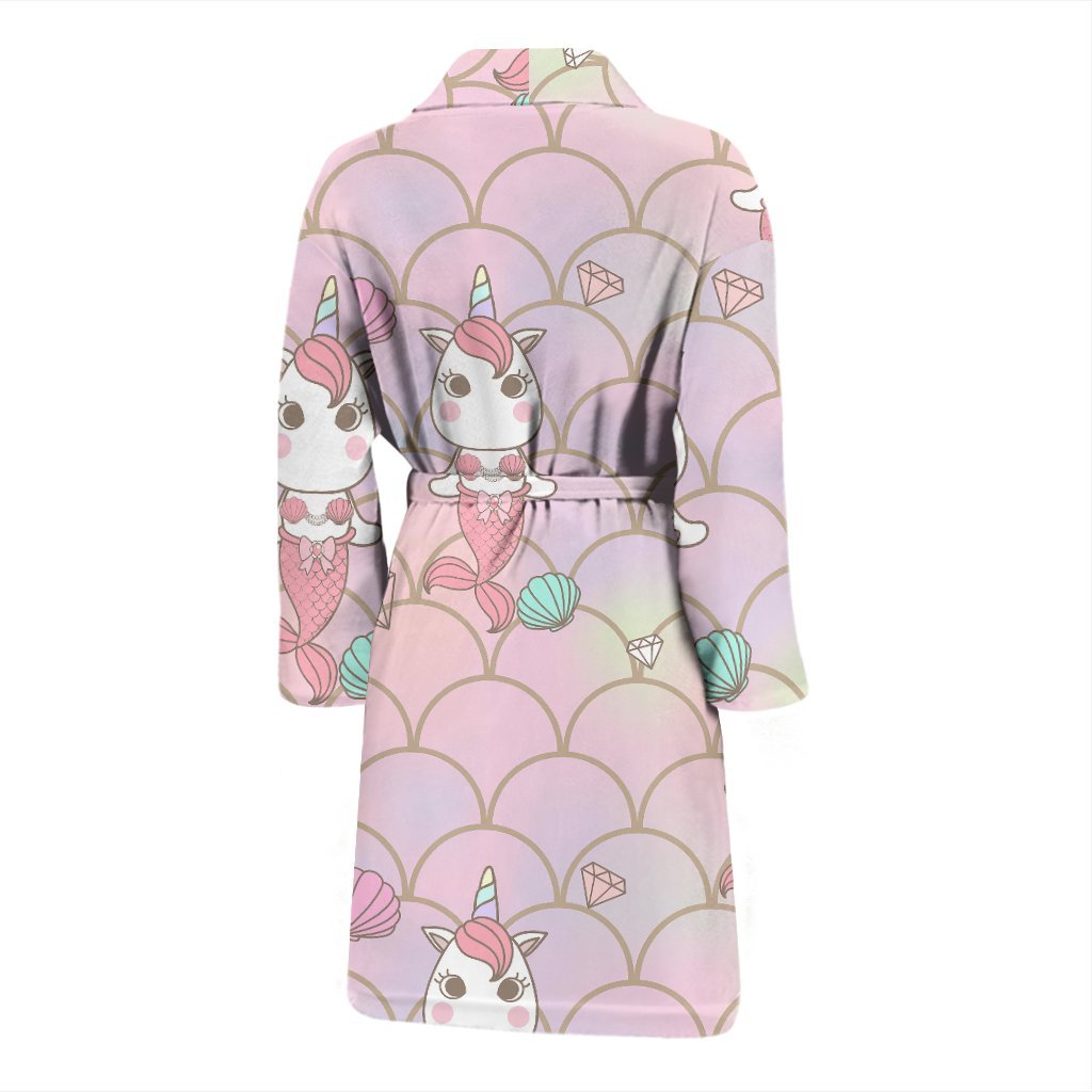 Pink Girly Mermaid Unicon Teal Scales Men Long Robe-grizzshop